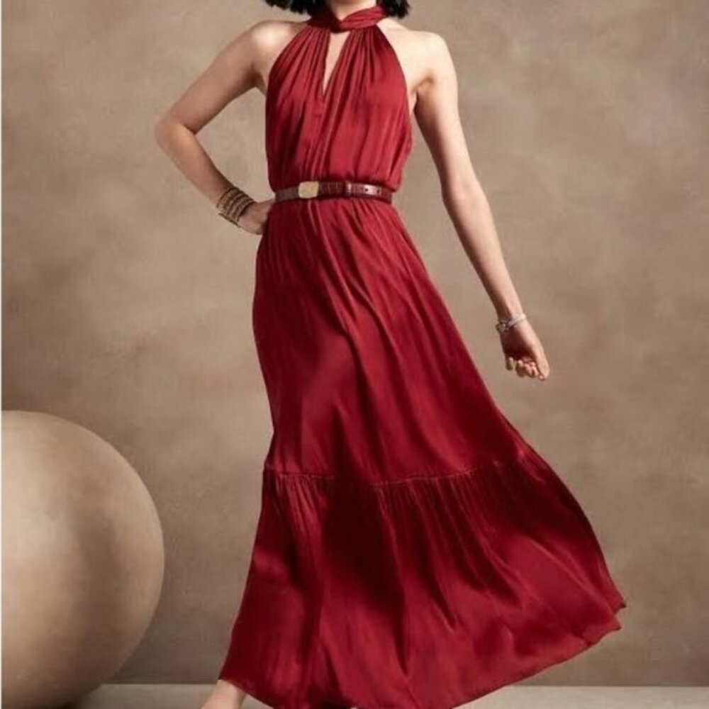 Banana Republic Red Satin Maxi Dress XXL – NWT – Effortless & Elegant